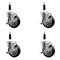 Service Caster 4'' Black Poly Swivel 7/8'' Expanding Stem Caster Set with Brake, 4PK SCC-EX20S414-PPUB-BLK-TLB-78-4 - alternate 1